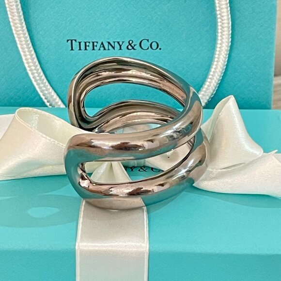 Tiffany & Co. Elsa Peretti Cuff Bracelet Open Center Ruthenium Charcoal Gray - Picture 4 of 11
